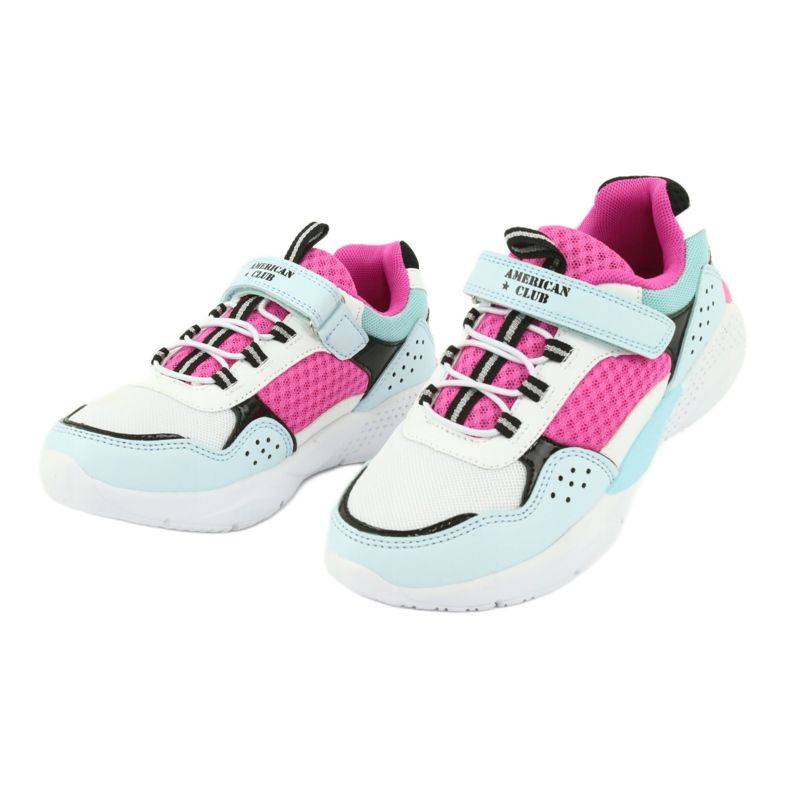 Pantofi sport la modă American Club ES07 alb albastru roz 3