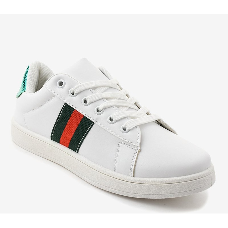 Adidași clasici albi D1903-313 negru roșu verde 1