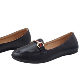 Mocasini balerini din piele ecologică neagră 9F177 negru 1