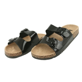 Papuci Lee Cooper negri anatomici lăcuțiți 1043 negru 2