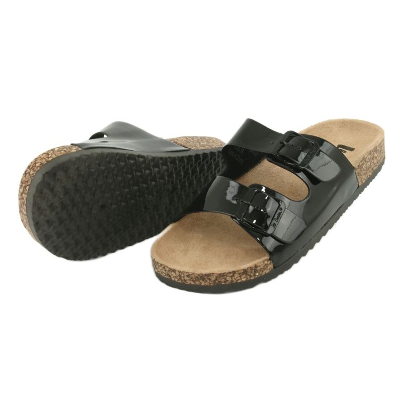 Papuci Lee Cooper negri anatomici lăcuțiți 1043 negru 3