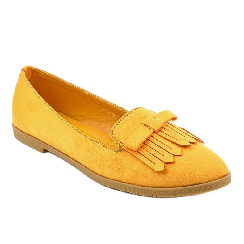 Mocasini lordsy din eco-piele de căprioară 2358 galben 1