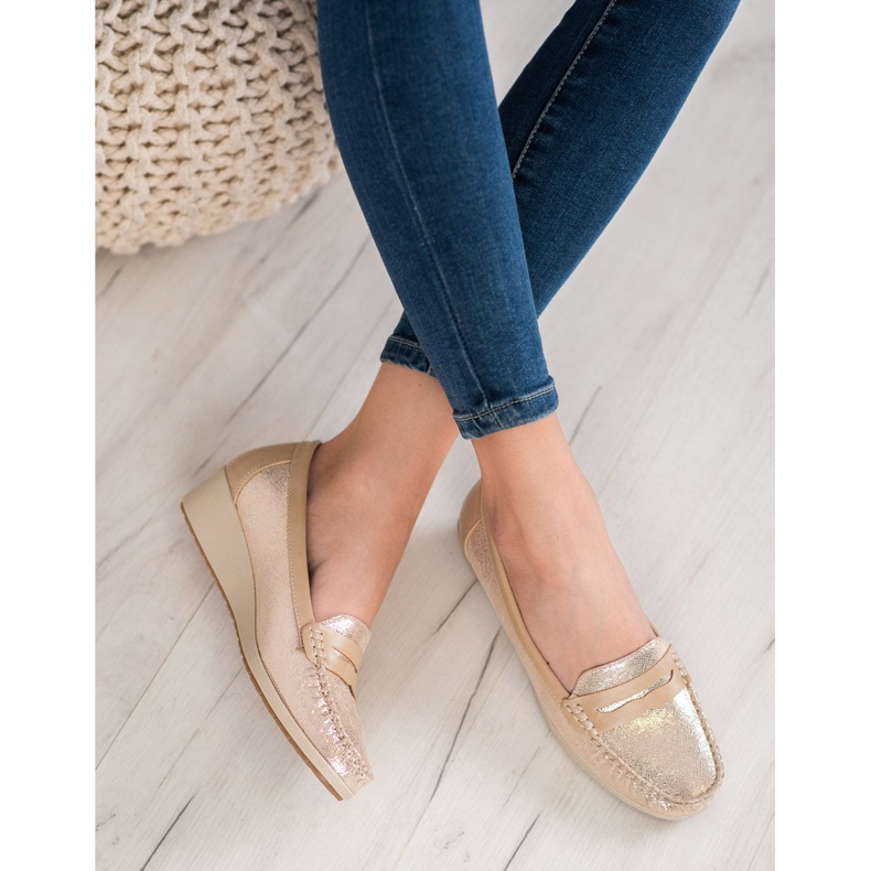 Comer Mocasini eleganți pe platformă galben 2