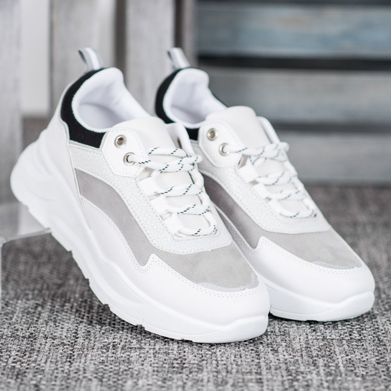 SHELOVET Adidași pe platformă alb negru 1