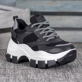 Weide Adidași negri pe platformă negru 1