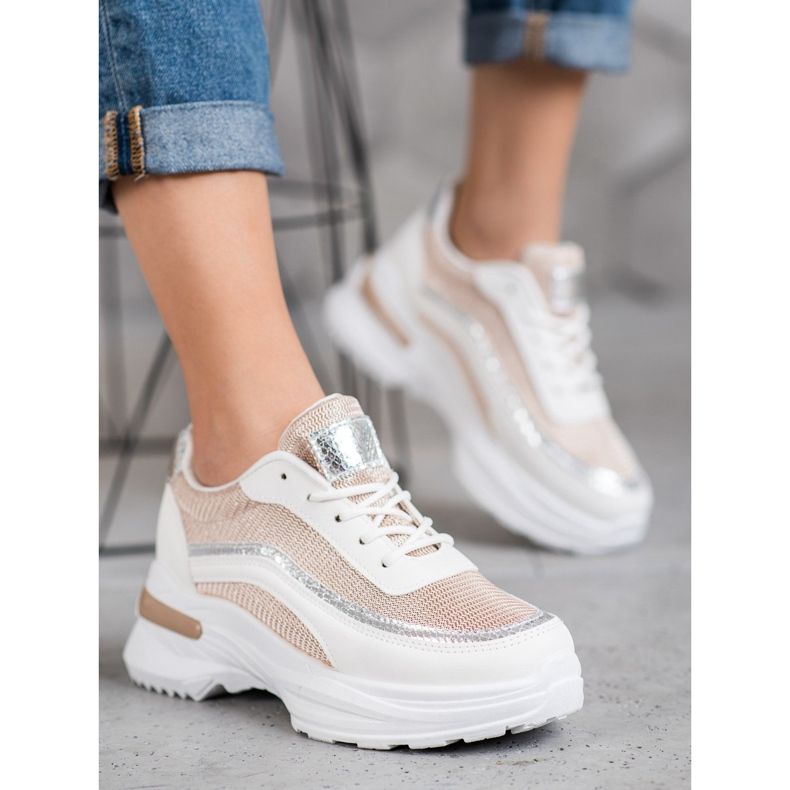 SHELOVET Pantofi sport la modă alb maro 1 SHELOVET Pantofi sport la modă alb maro 1