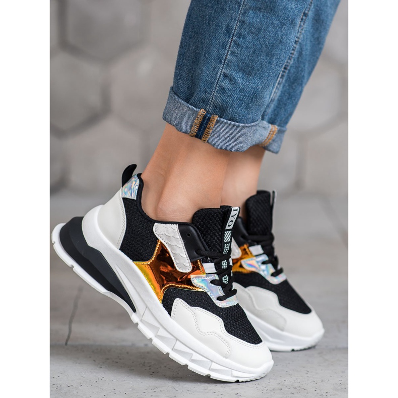 SHELOVET Adidași cu plasă alb negru 1