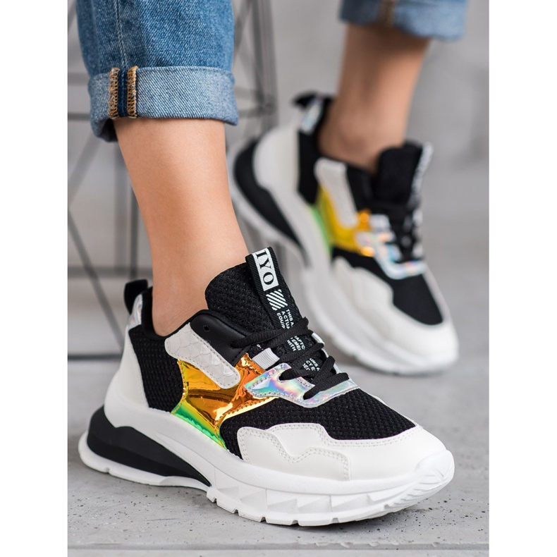 SHELOVET Adidași cu plasă alb negru 2