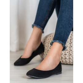 Best Shoes Balerini din piele de căprioară negru 1