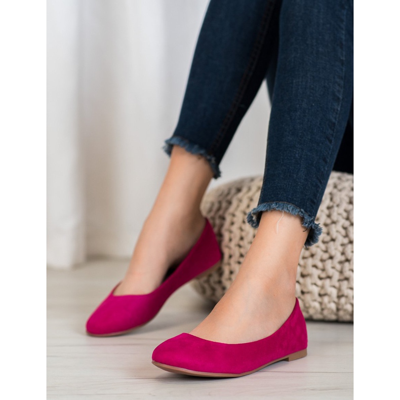 Best Shoes Balerini din piele de căprioară violet 1