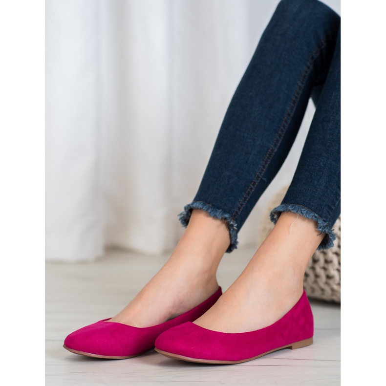 Best Shoes Balerini din piele de căprioară violet 2