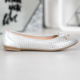 SHELOVET Balerină ajurată cu piele ecologică gri 1