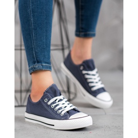 McKey Adidași din material textil elegant albastru marin 1