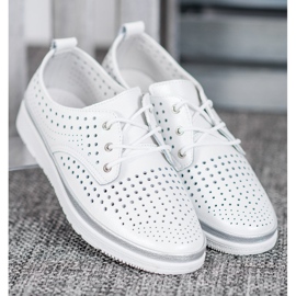 Filippo Cizme de piele ajurată alb gri 2