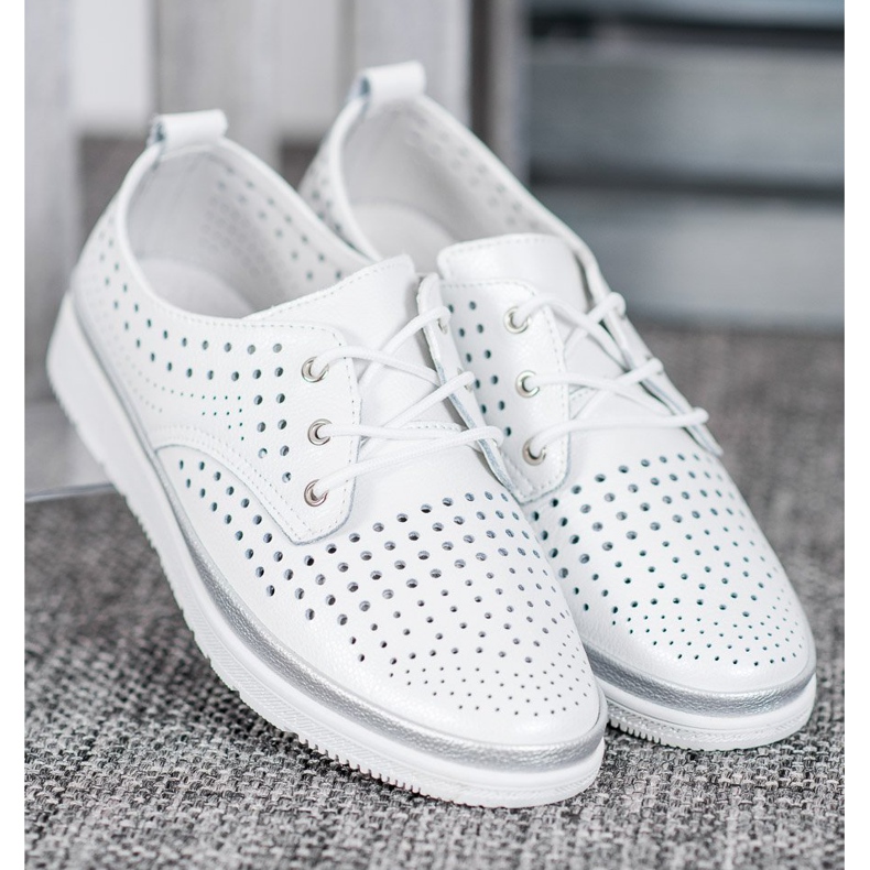 Filippo Cizme de piele ajurată alb gri 2