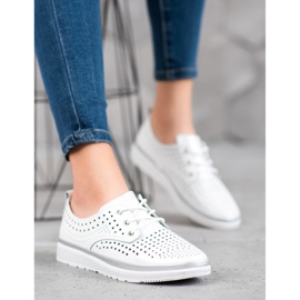 Filippo Cizme de piele ajurată alb gri 1