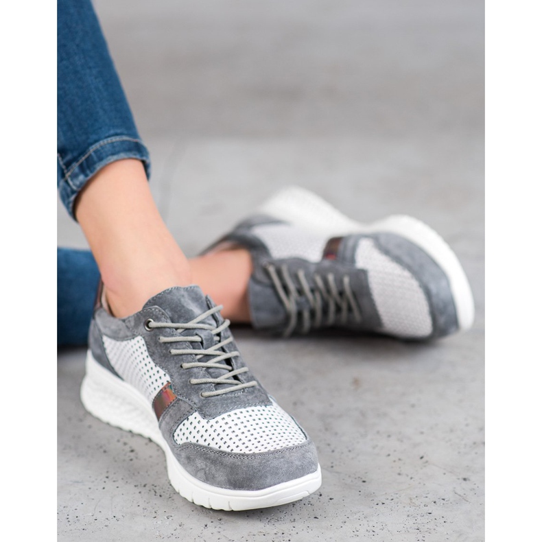 Filippo Pantofi din piele cu efect holo alb gri 1