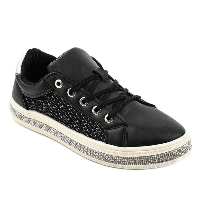 Adidași negri decorați cu zirconii 1153-Y negru 1