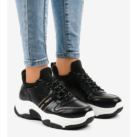 Adidași la modă din piele ecologică B0-189 negru 1