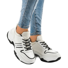 Adidași la modă din piele ecologică B0-189 alb negru 1