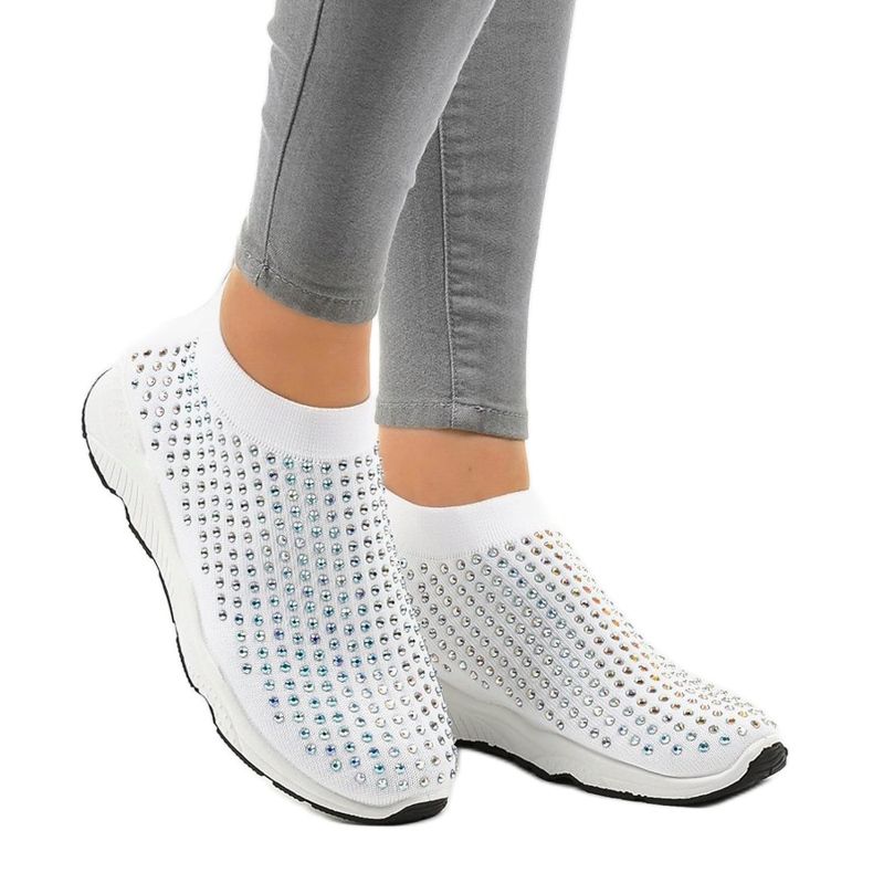 Pantofi sport albi cu zirconii cubice LG27 1 Pantofi sport albi cu zirconii cubice LG27 1