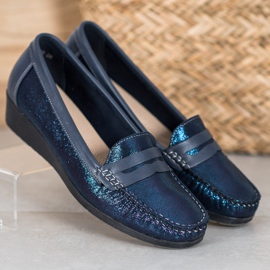 Comer Mocasini eleganți pe platformă albastru marin albastru 3