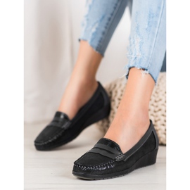 Comer Mocasini eleganți pe platformă negru 2