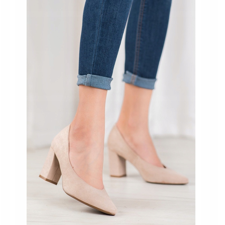 W. Potocki Pompe cu sclipici bej de aur 2