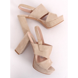 Sandale pe stâlp bej 9R02 Bej maro verde 1