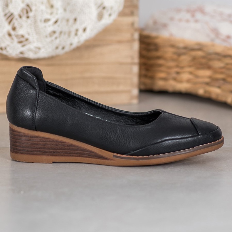 Vinceza Pompă casual cu pană negru 1