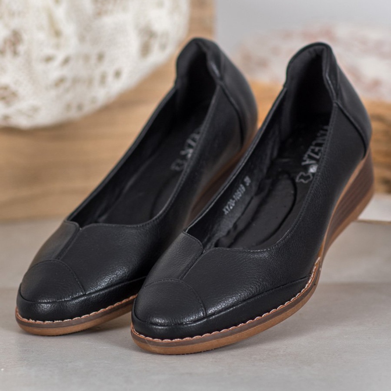 Vinceza Pompă casual cu pană negru 2