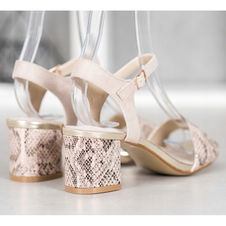 Goodin Sandale confortabile pe un stâlp jos bej de aur 1