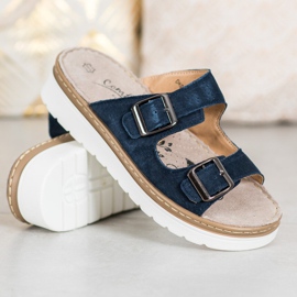 Filippo Papuci confortabili din piele albastru 1 Filippo Papuci confortabili din piele albastru 1