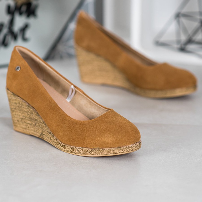 Filippo Pompe din piele cu pană maro 1