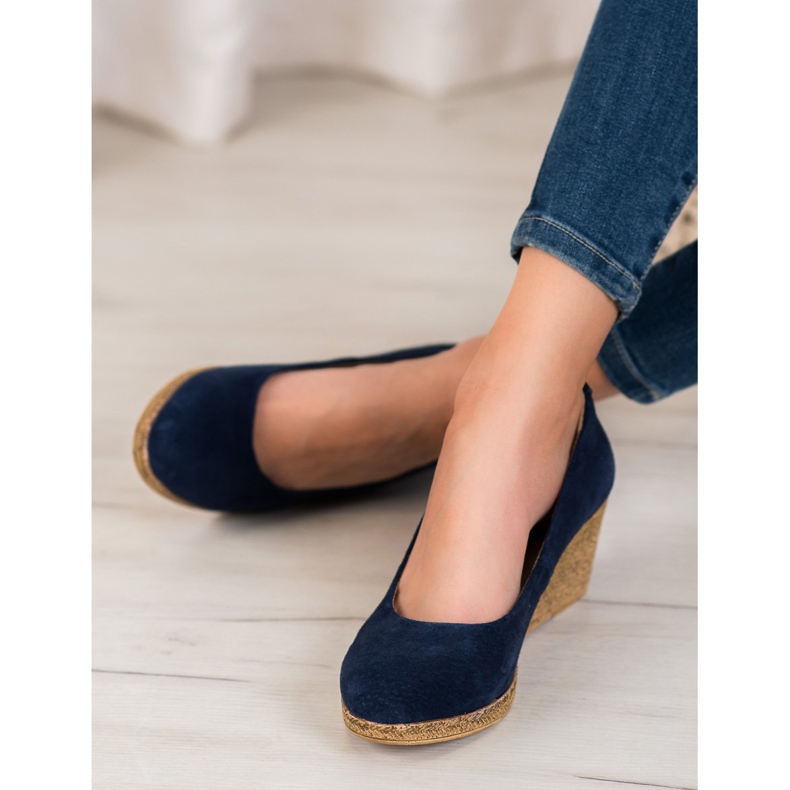 Filippo Pompe din piele cu pană albastru 1