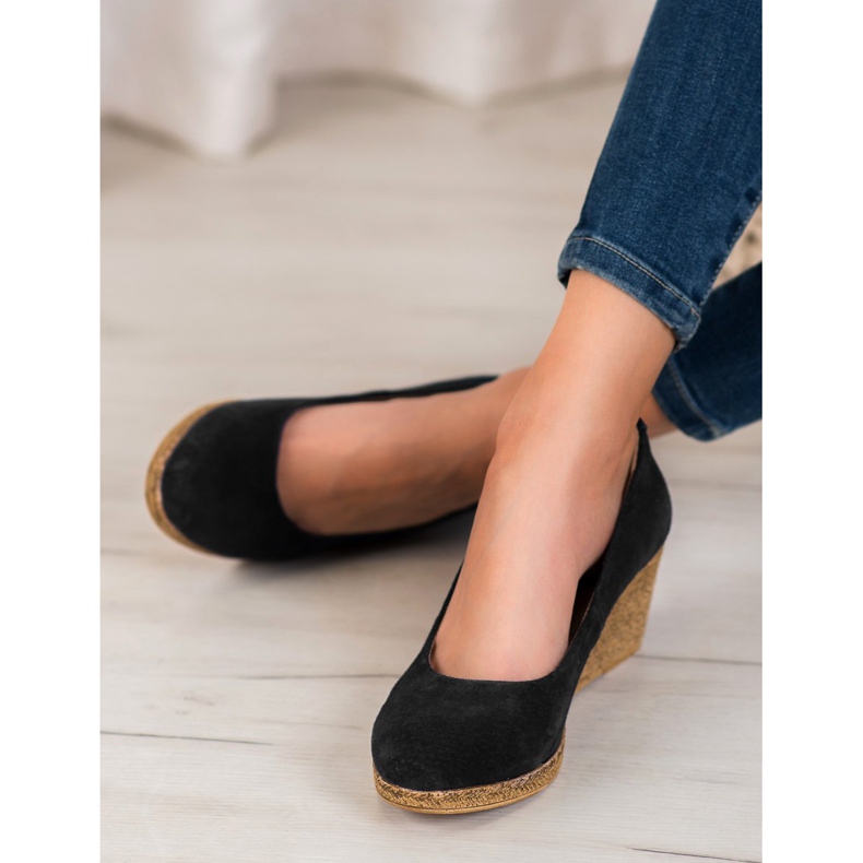 Filippo Pompe din piele cu pană negru 1