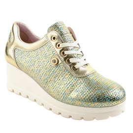 Tenisi Golden Trendy Wedge JFL663-5 de aur 1 Tenisi Golden Trendy Wedge JFL663-5 de aur 1