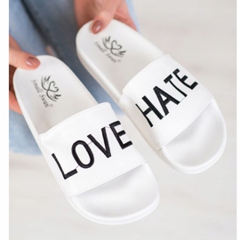 Small Swan Papuci din piele ecologică LOVE &amp; HATE alb 2