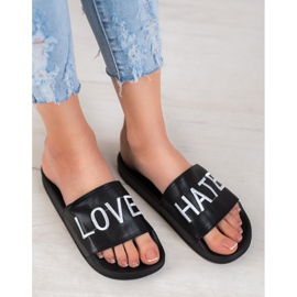 Small Swan Papuci din piele ecologică LOVE &amp; HATE negru 1