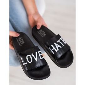 Small Swan Papuci din piele ecologică LOVE &amp; HATE negru 2