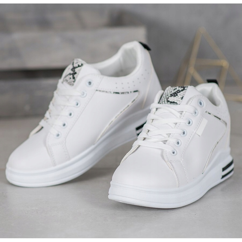 SHELOVET Pantofi albi cu pană ascunsă 1