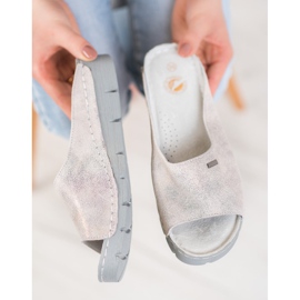 Goodin Papuci confortabili din piele gri 1