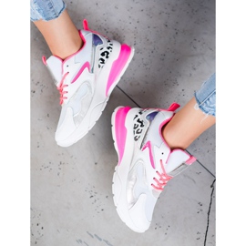 Ideal Shoes Adidași cu inserții roz alb multicolor 1