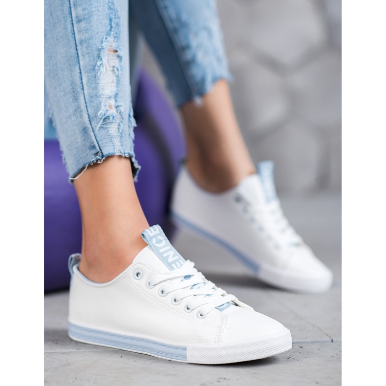 SHELOVET Adidași cu piele ecologică frumos alb 1