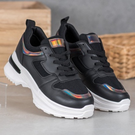 SHELOVET Adidași negri cu efect Holo negru 1