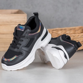 SHELOVET Adidași negri cu efect Holo negru 2