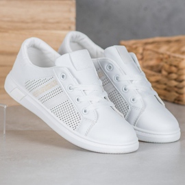 SHELOVET Pantofi sport albi cu sclipici 2