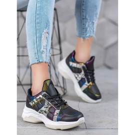 Bona Adidași cu inserții colorate negru multicolor 4