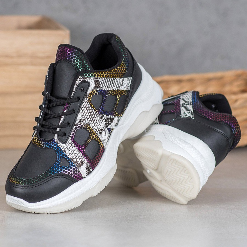 Bona Adidași cu inserții colorate negru multicolor 2