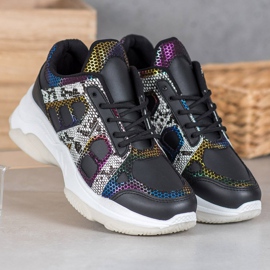 Bona Adidași cu inserții colorate negru multicolor 3
